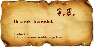 Hranek Benedek névjegykártya